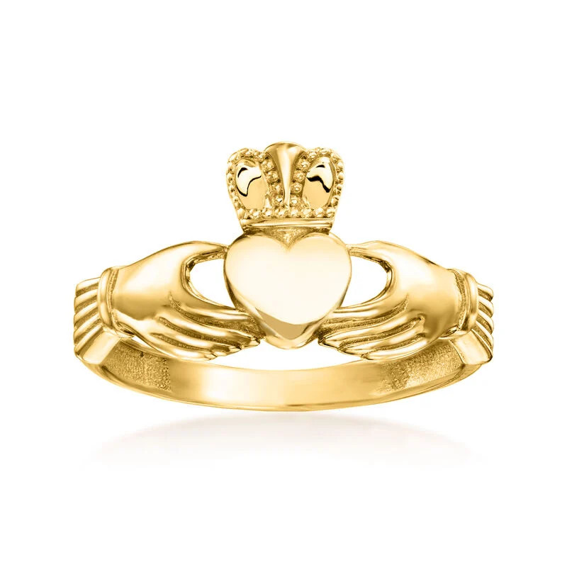 14kt Yellow Gold Claddagh Ring. Size 6 | Ross-Simons