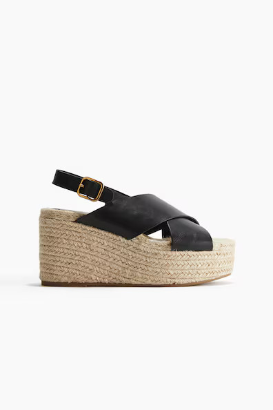 H & M - Wedge-heeled espadrilles - Black | H&M (UK, MY, IN, SG, PH, TW, HK)