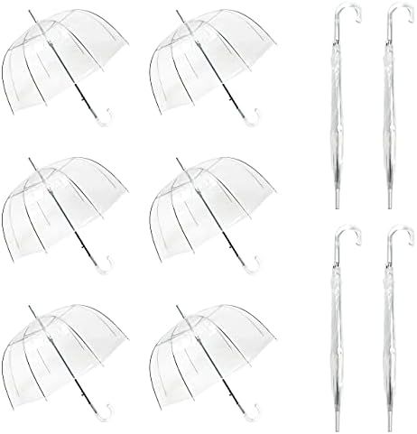 WASING 10 Pack 46 Inch Clear Bubble Umbrella Large Canopy Transparent Stick Umbrellas Auto Open Wind | Amazon (US)