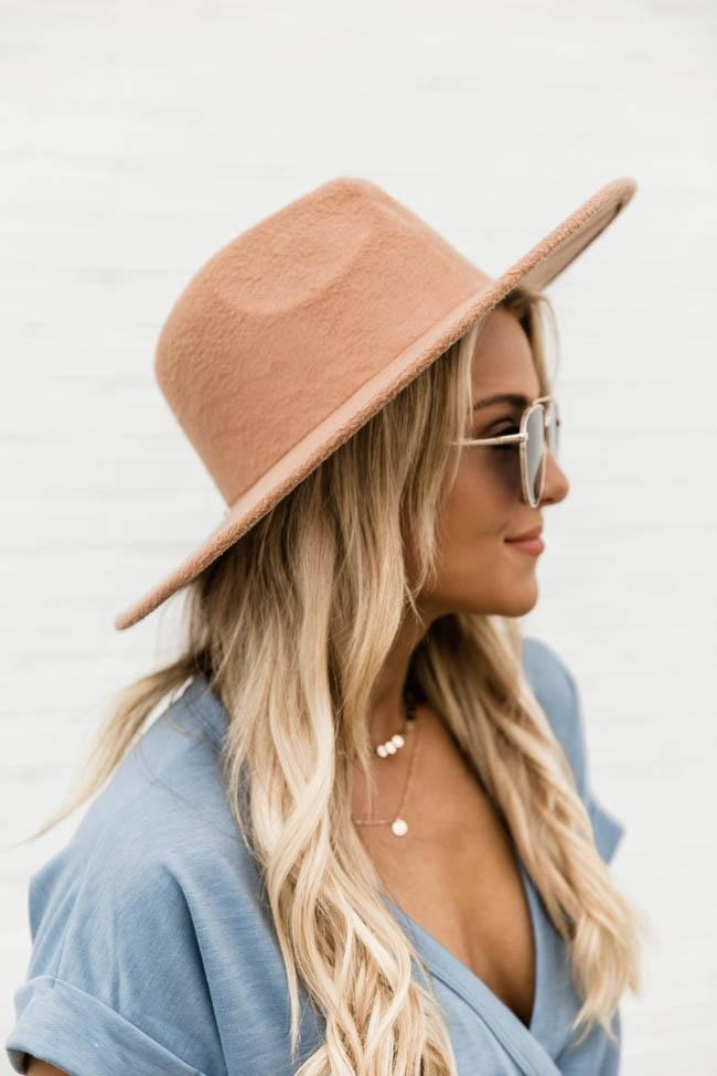 For Next Time Camel Wide Brim Fedora Hat | The Pink Lily Boutique