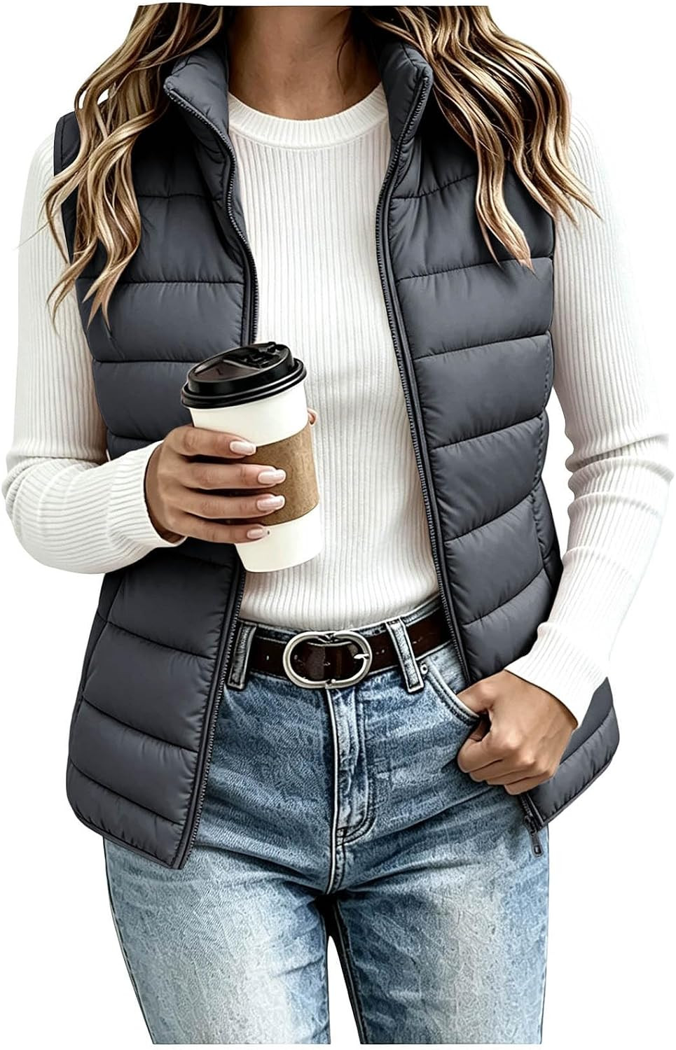 Women's Puffer Vest Lightweight Quilted Sleeveless Jacket Zip Up | Amazon (US)
