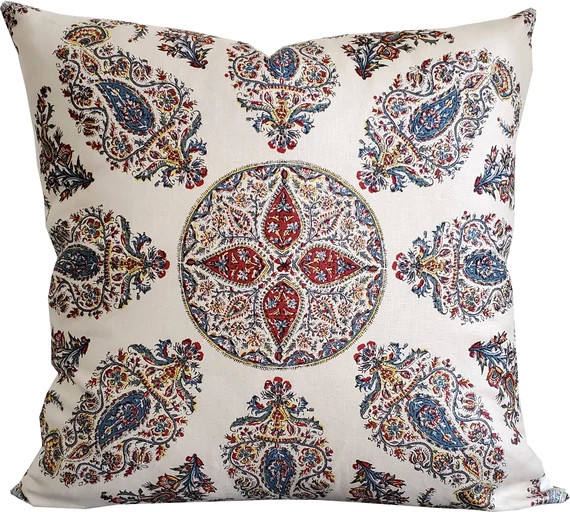Samarkand Blue/red high End Designer Decorative Pillow | Etsy | Etsy (US)