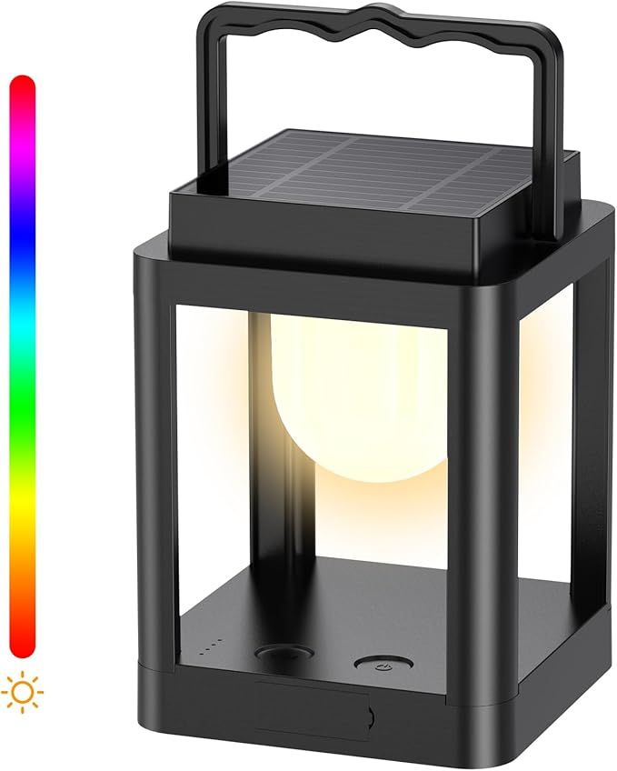 Outdoor Solar Table Lamp,Collasis 10 RGB Color Changing Lights,Portable Rechargeable Solar Lanter... | Amazon (US)
