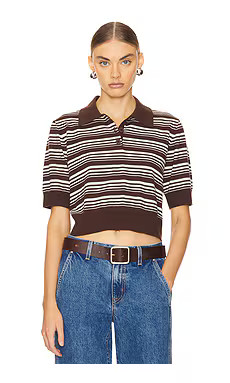 Lovers and Friends Sheeva Stripe Polo in Brown & Ivory from Revolve.com | Revolve Clothing (Global)