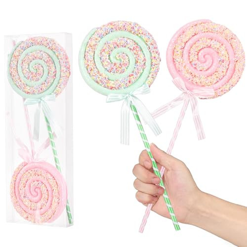 2Pcs Large 16.6 Inch Christmas Candy Lollipop Ornaments Picks, Pastel Colored Xmas Tree Decor for Tree Topper, Wreath, Vase, Garland, Home Holiday Decorations | Amazon (US)