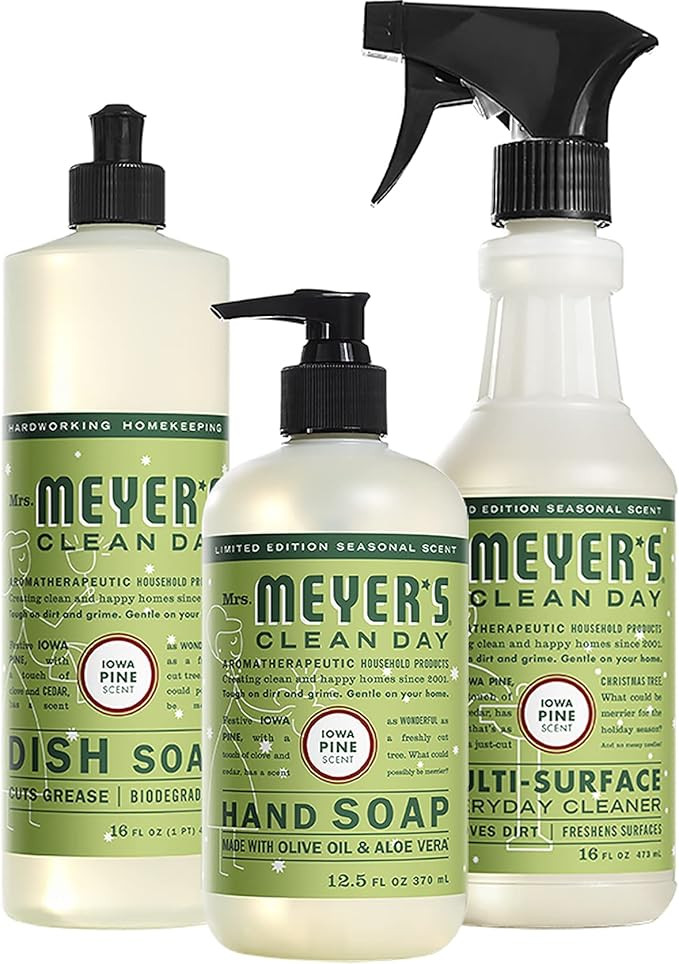 Mrs. MEYER'S Kitchen Set, Dish Soap, Hand Soap, and Multi-Surface Cleaner, 3 CT (Iowa Pine) | Amazon (US)