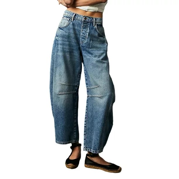 Boiiwant Women Jeans Fashion Mid-Rise Barrel Denim Pants Spring Fall Straight Leg Jeans Loose Was... | Walmart (CA)