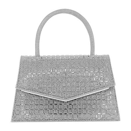 American Glamour Badgley Mischka Crystal Flap Beaded Clutch, One Size, Silver | JCPenney