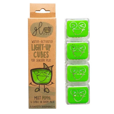 Glo Pals Light Up Sensory Development Water Cubes - Green - 4 Pack | Target