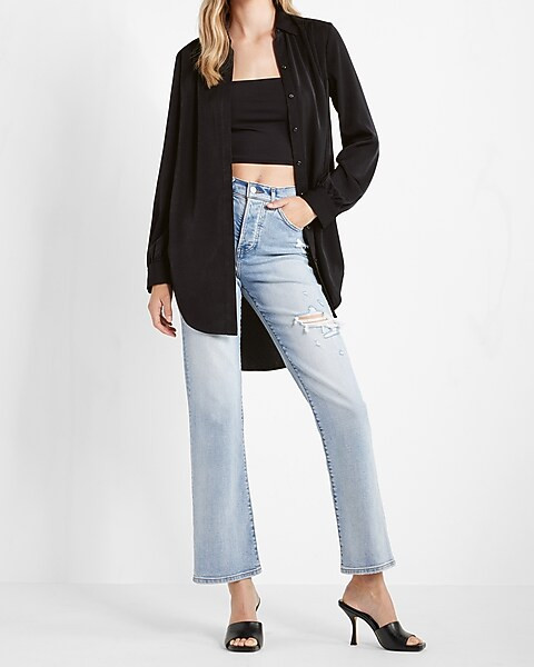 Pleated Shoulder Tunic Shirt | Express