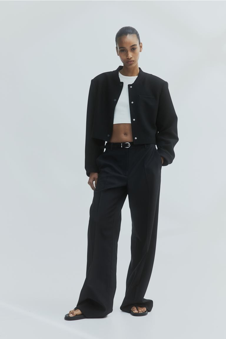 Short shoulder-pad jacket - Black - Ladies | H&M GB | H&M (UK, MY, IN, SG, PH, TW, HK)