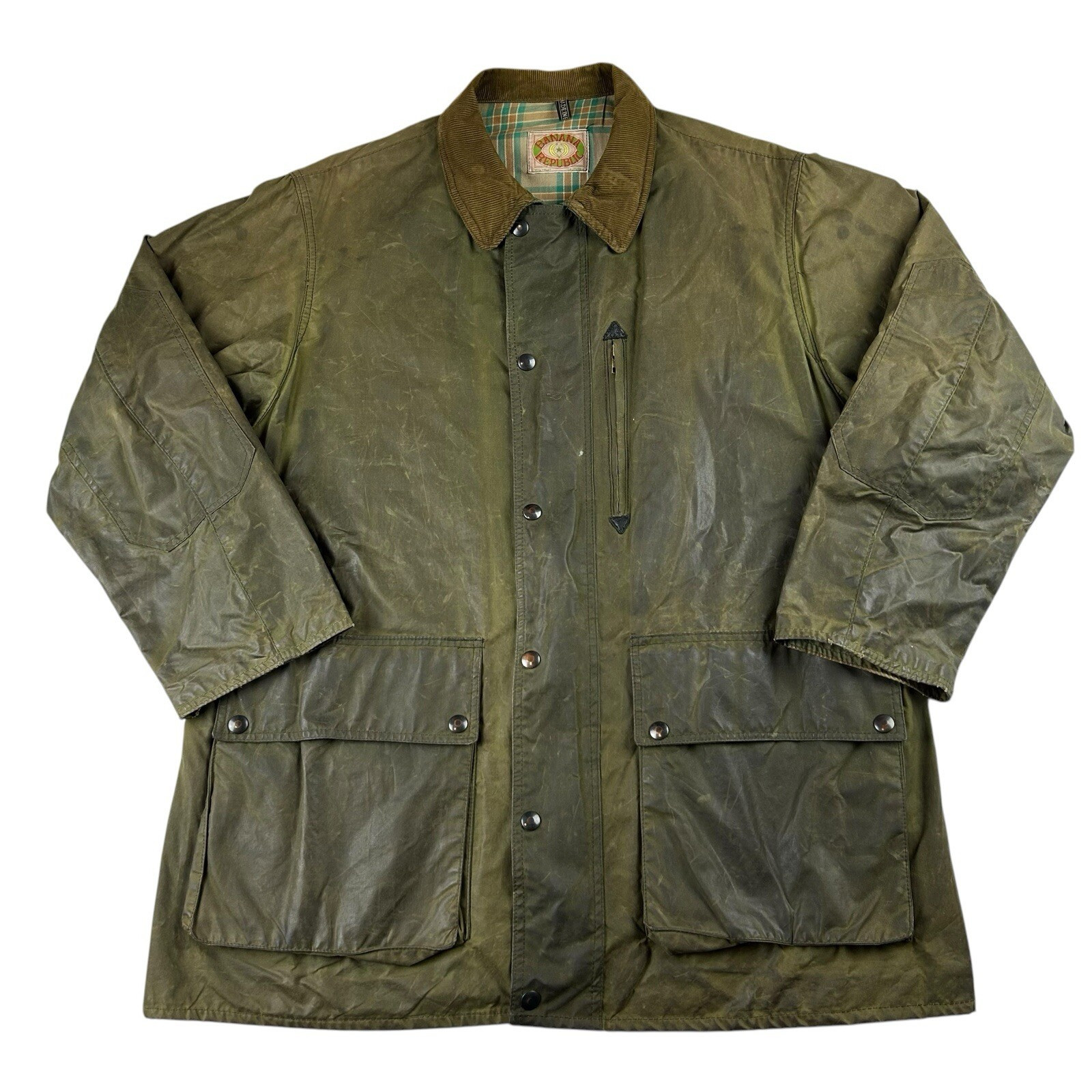 Vintage 80s Banana Republic Waxed Jacket XL Green Water Resistant Safari Field | eBay US