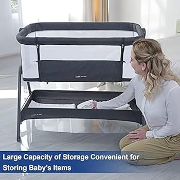 ANGELBLISS Baby Bassinet Bedside Crib with Storage Basket and Wheels, Easy Folding Bed Side Sleep... | Amazon (US)