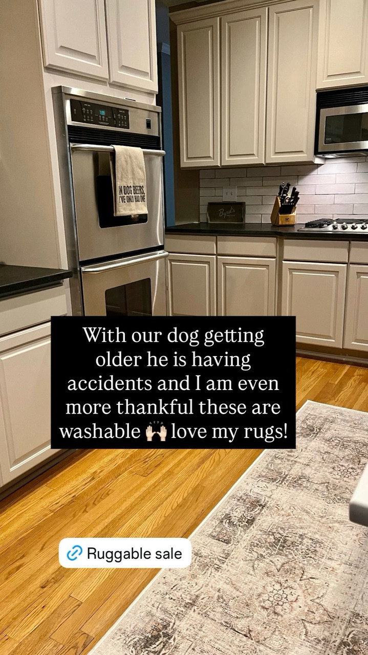 Super thankful these are washable. I always was with them being in my kitchen and two doorways but now with our poor older pup I am even more thankful I got these when I did 🙌🏻 love my Ruggable rugs!

They are on sale right now so I am
Linking my neutral rugs that have a tiny bit of black in them which I love as an accent. Matches anything!

I have the hazel color.

#LTKHome