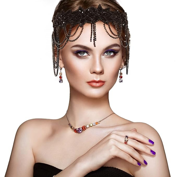Gonioa 1920s Flapper Headband 1920s Headpiece for Women, Flapper Headpiece Black Great Gatsby Hea... | Amazon (US)