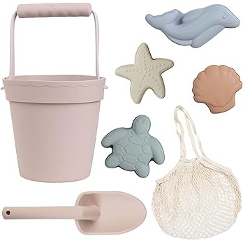 BLUE GINKGO Silicone Beach Toys - Modern Baby Beach Toys | Travel Friendly Beach Set | Silicone Buck | Amazon (US)