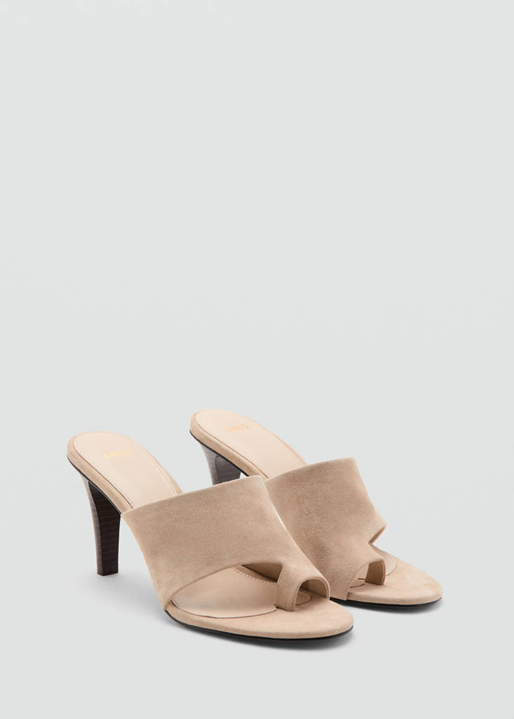 Suede sandal with funnel heel sand - Women - 6½ - MANGO | Mango (US/MX/AU)