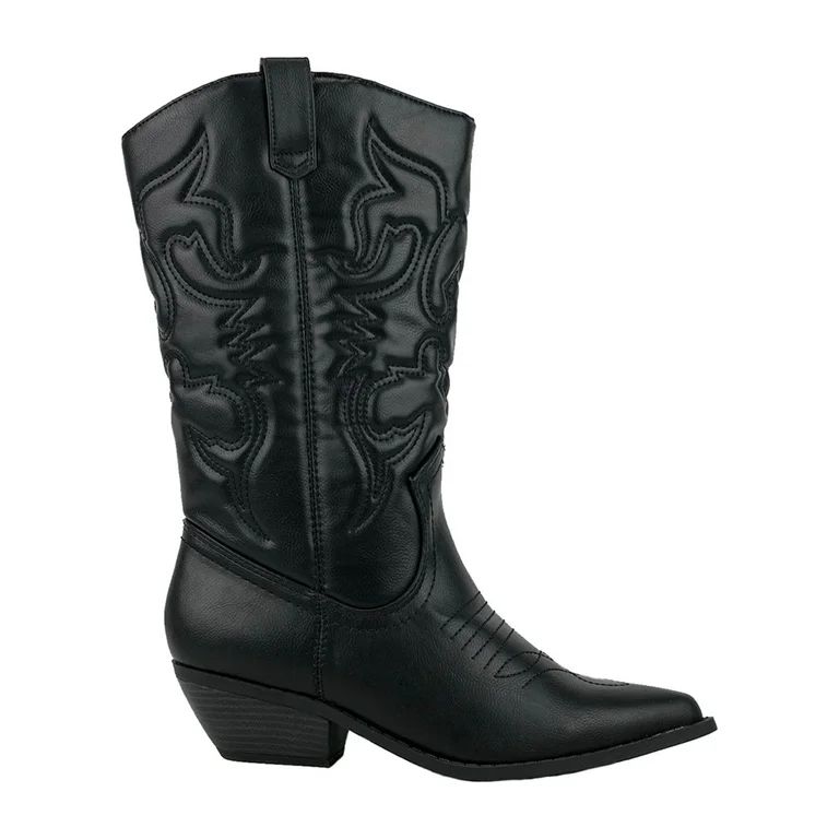 Reno Black Soda Cowboy Western Stitched Boots Women Cowgirl Boots Pointy Toe Knee High - Walmart.... | Walmart (US)