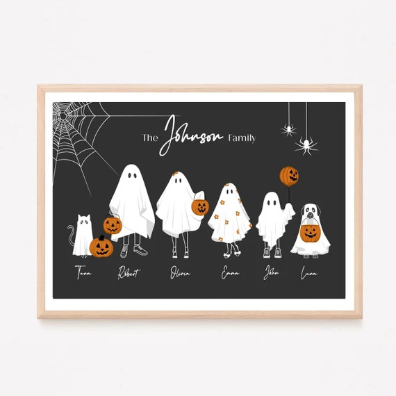 Halloween Family Portrait Personalized Family Print Custom - Etsy | Etsy (US)