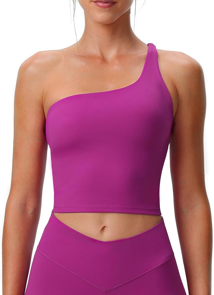 Aoxjox Women's Workout Sports Bras One Shoulder Astoria Longline Tank Fitness Training Gym Yoga C... | Amazon (US)