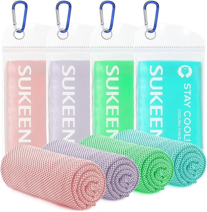 Sukeen 4 Pack Cooling Towels (40"x12") for Neck and Face, Cooling Neck Wraps, Breathable Cooling ... | Amazon (US)