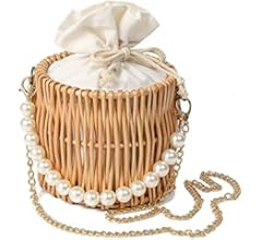 Straw Beach Bags For Women Summer Clutch Rattan Woven Wicker Purse Crochet Tote | Amazon (US)