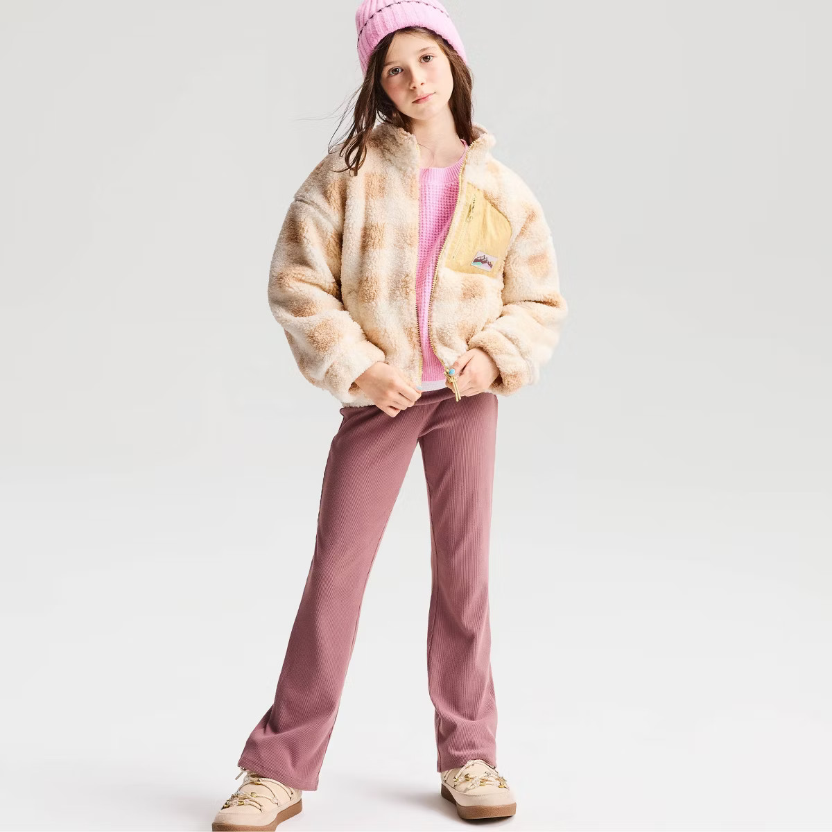 Girls' Faux Shearling Jacket - Cat & Jack™ Light Violet S | Target
