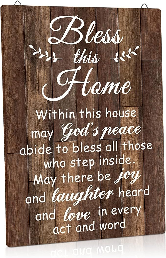 Yalikop House Warming Gifts Home Bless this Home Wall Decor House Blessing Plaque Farmhouse Entry... | Amazon (US)