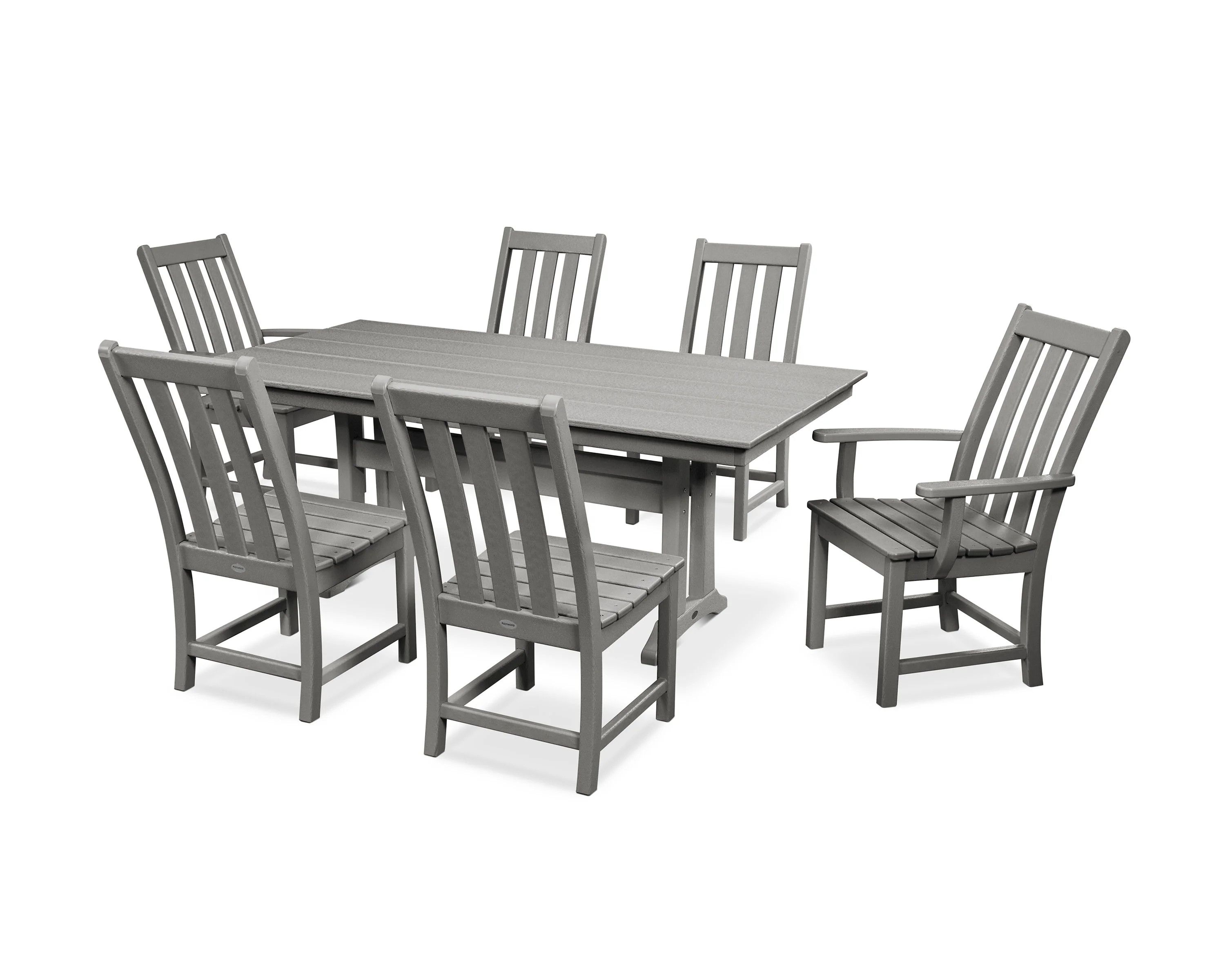 Vineyard 7-Piece Farmhouse Dining Set with Trestle Legs | POLYWOOD
