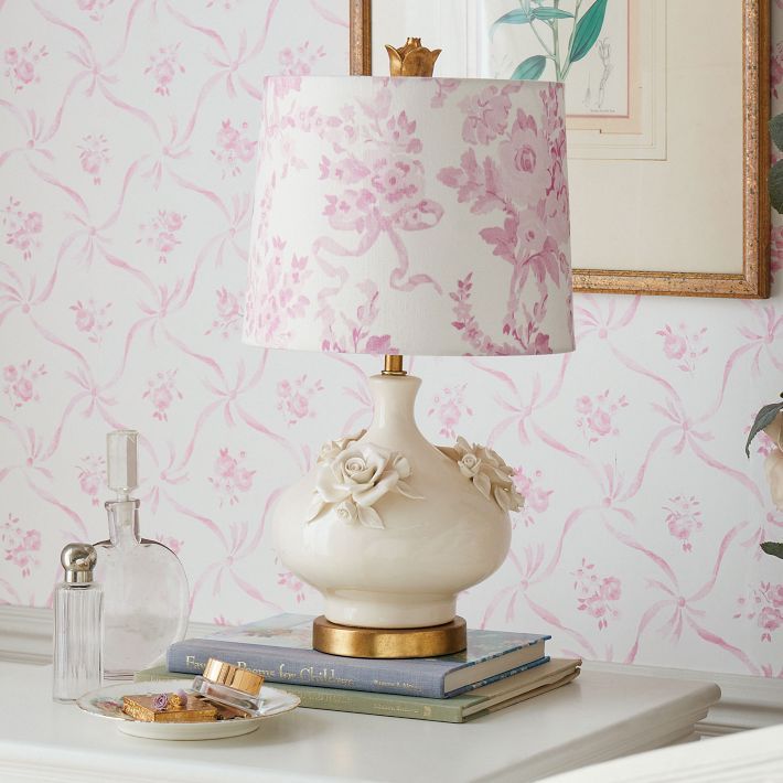 LoveShackFancy Pink Floral Table Lamp | Pottery Barn Teen