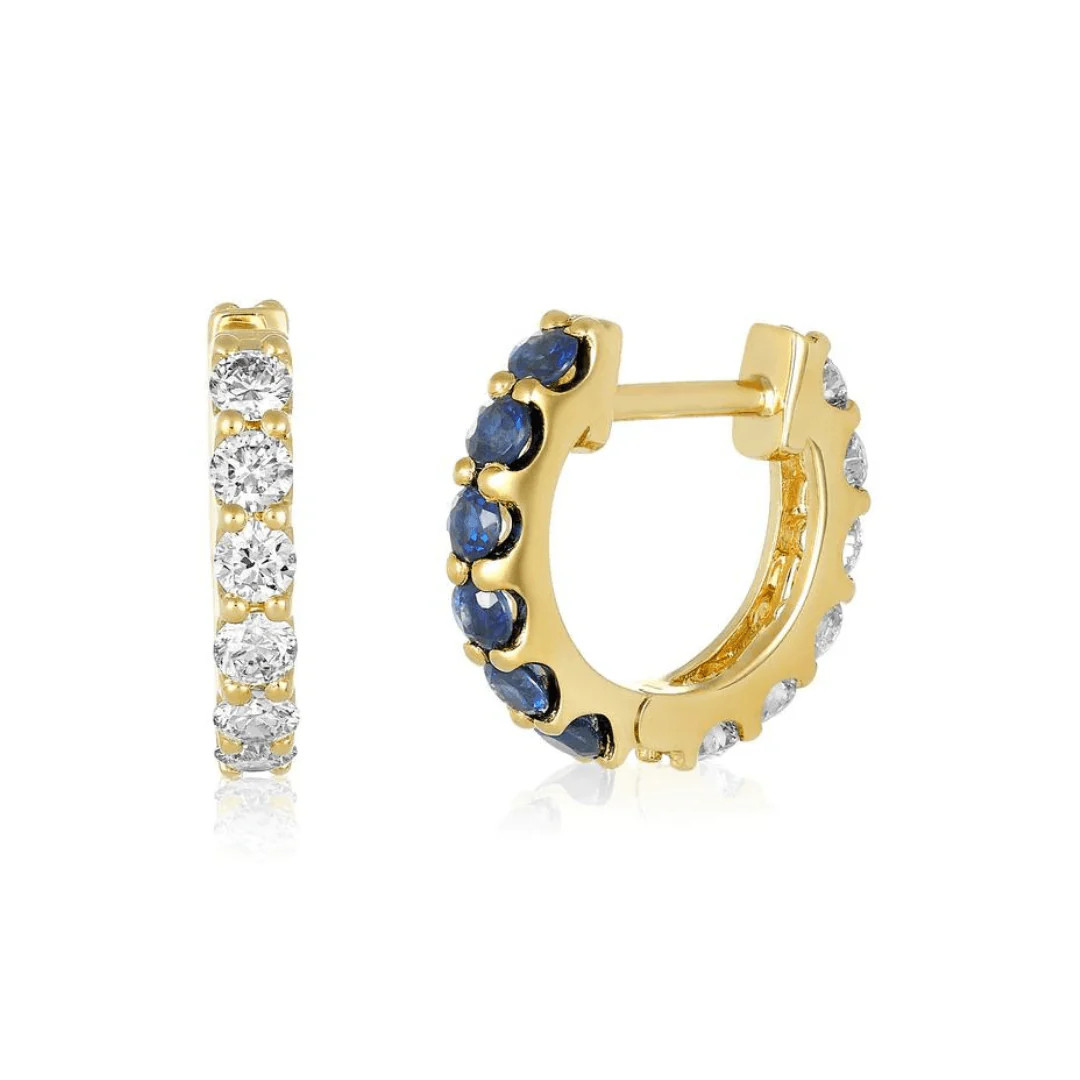 Reversible Diamond & Gemstone Huggies | LINDSEY LEIGH JEWELRY