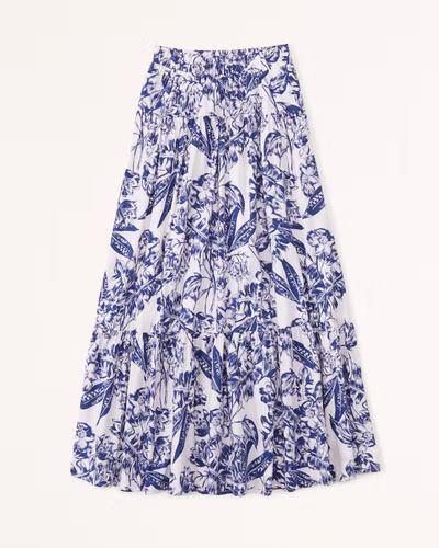 Poplin Tiered Maxi Skirt | Abercrombie & Fitch (UK)