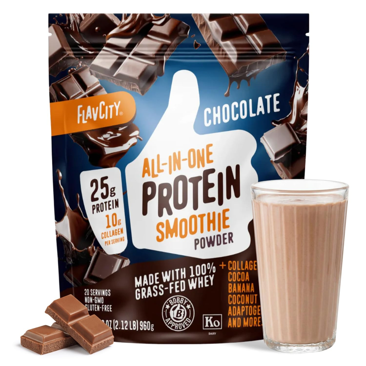 FlavCity Chocolate All in One Protein Shake Powder - On the Go Meal Alternative + Collagen Peptid... | Amazon (US)