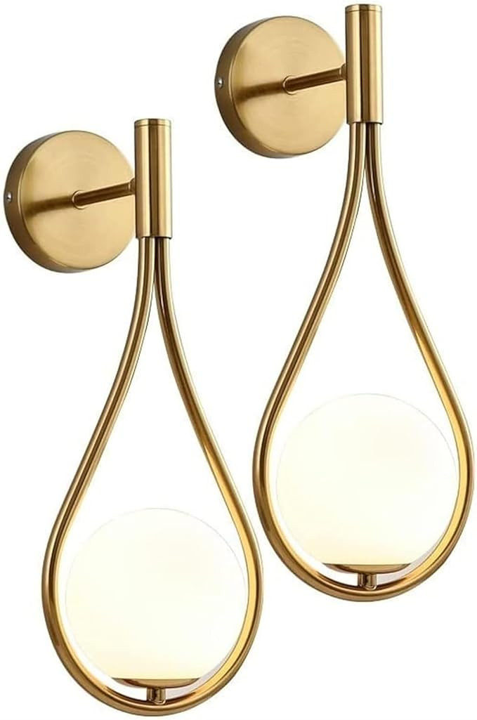 RUVOO Wall Light Wall Sconce Wall Lamp 2 Pack Indoor Wall Lighting Metal Circle Brass Finish Swin... | Amazon (US)