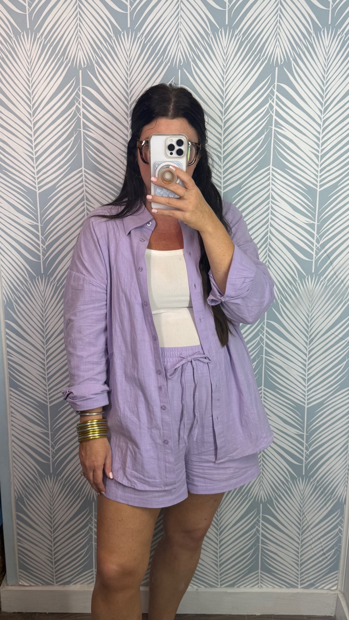 Lavender lilac two piece set
Button down and shorts
Tank top chessy style 
Travel style 

#LTKFindsUnder50 #LTKTravel #LTKSummerEdit