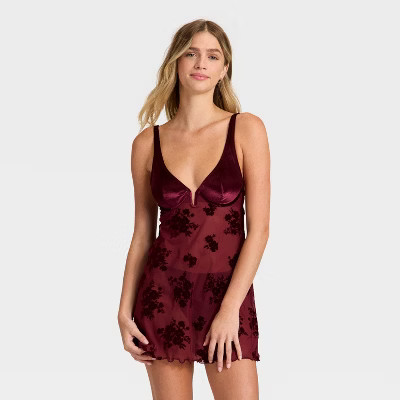 Women's Flocked Lingerie Slip Dress - Auden™ | Target