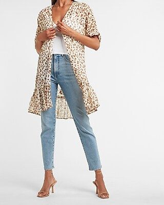 Leopard Ruffle Kimono Cover-Up | Express