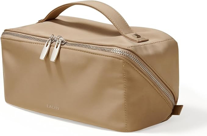 EACHY Travel Makeup Bag,Large Capacity Cosmetic Bags for Women,Waterproof Portable Pouch Open Fla... | Amazon (US)