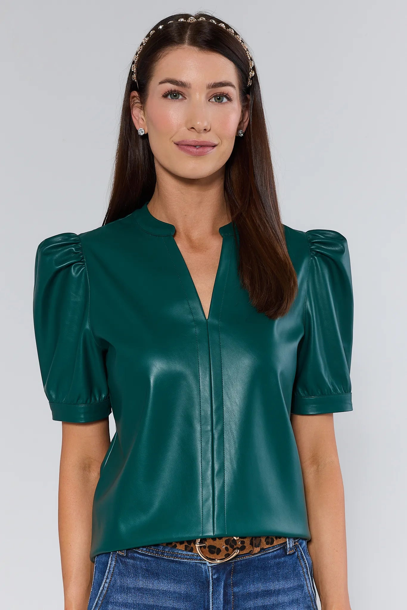 Ariana Green Puff Sleeve Top | Avara