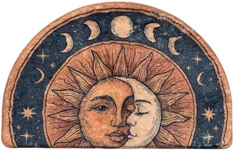 Semi Round Boho Bathmat Sun and Moon Fun Bath Mat Non Slip Washable Bathroom Decor Half Circle Bo... | Amazon (US)