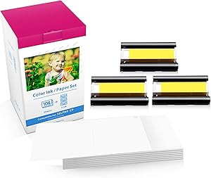 Compatible with Canon Selphy CP1300 CP1200 CP1000 CP910 CP1500 Ink and Paper, KP-108IN KP108 3 Co... | Amazon (US)