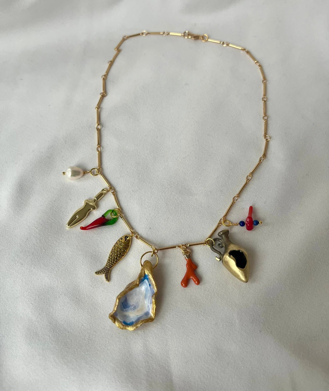 Italian Summer Charm Necklace Vintage Charm Necklace Greek Charm Necklace Mediterranean Charm Nec... | Etsy (US)