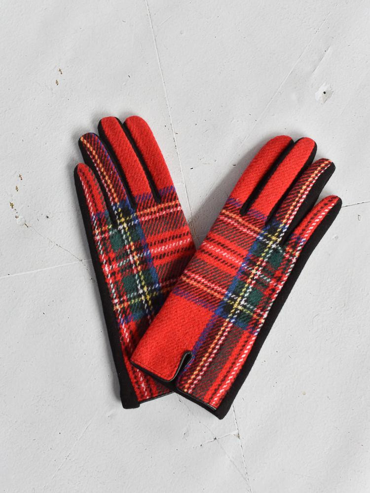 Red Tartan Plaid Gloves | Confête