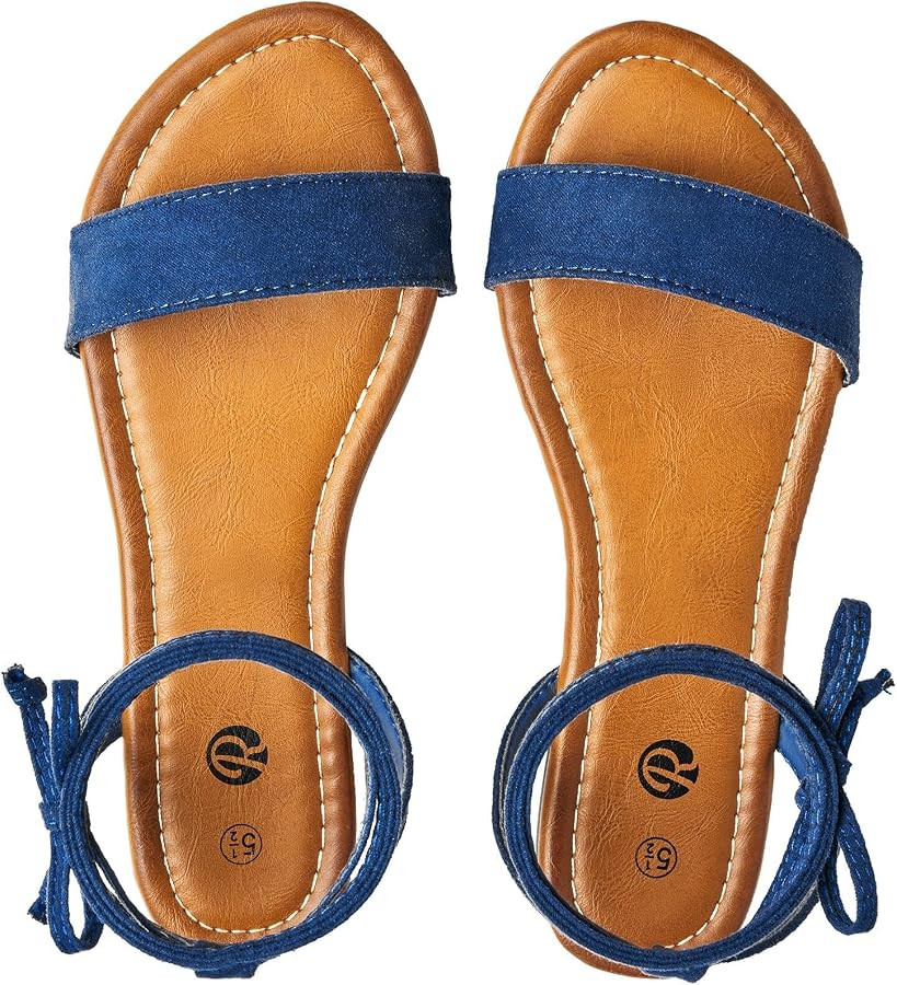 Rekayla Women's Sandals Open Toe Tie Up Ankle Wrap Flat Sandals for Women Comfortable Casual Dres... | Amazon (US)