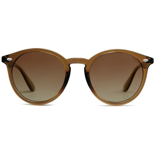 SOJOS Retro Round Polarized Sunglasses for Women Men Classic Vintage Sunnies SJ2069, Brown/Brown | Amazon (US)