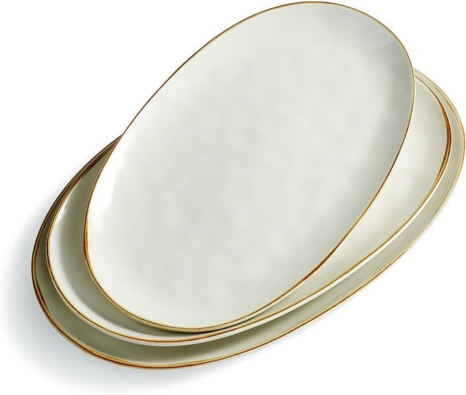 famiware Serving Platter, Oval 15.59/14.3/12.9 inch Serving Dishes for Entertaining, Serving Bowl... | Amazon (US)