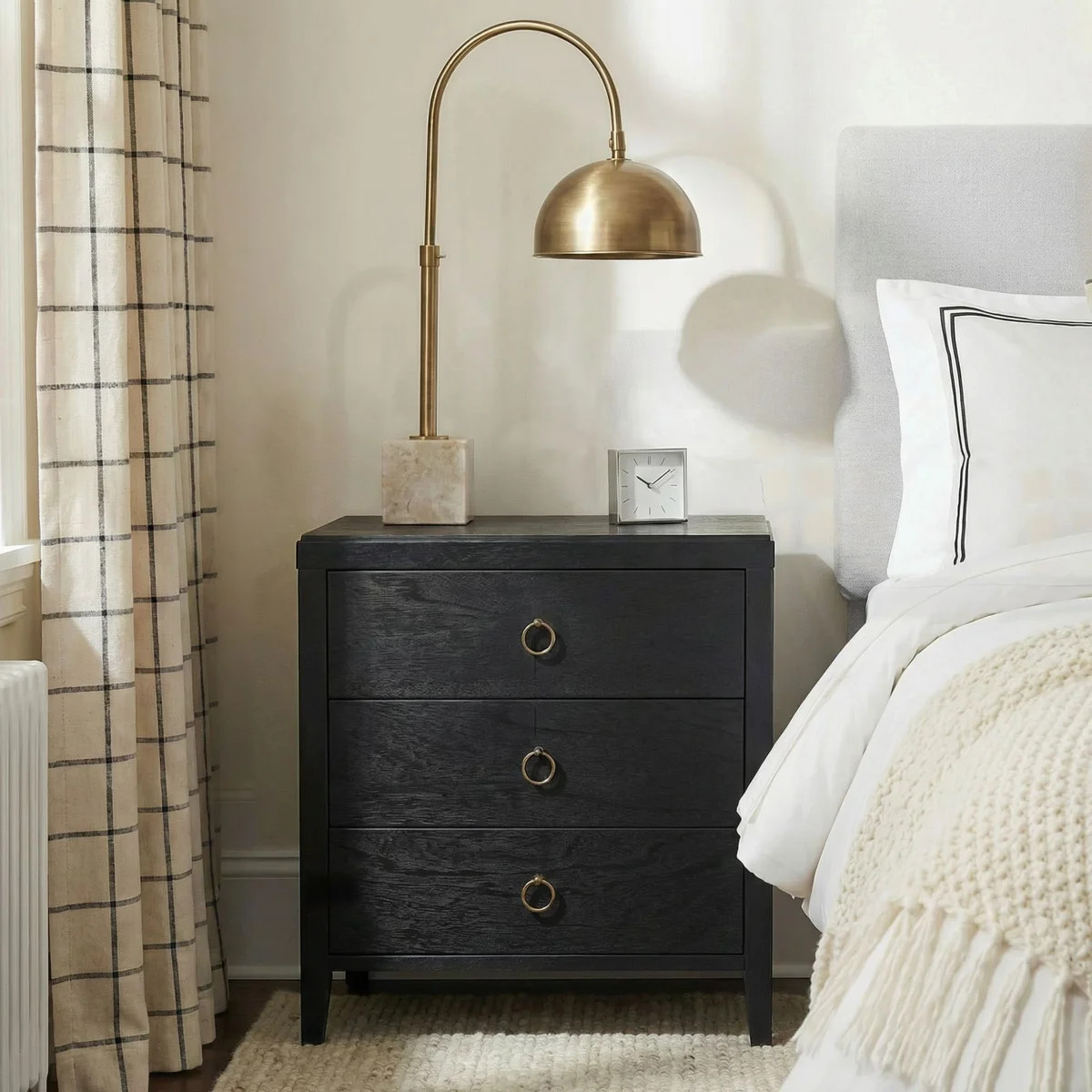 Dwaine Wood 3 Drawer Nightstand, 22"W, Black | Wayfair North America