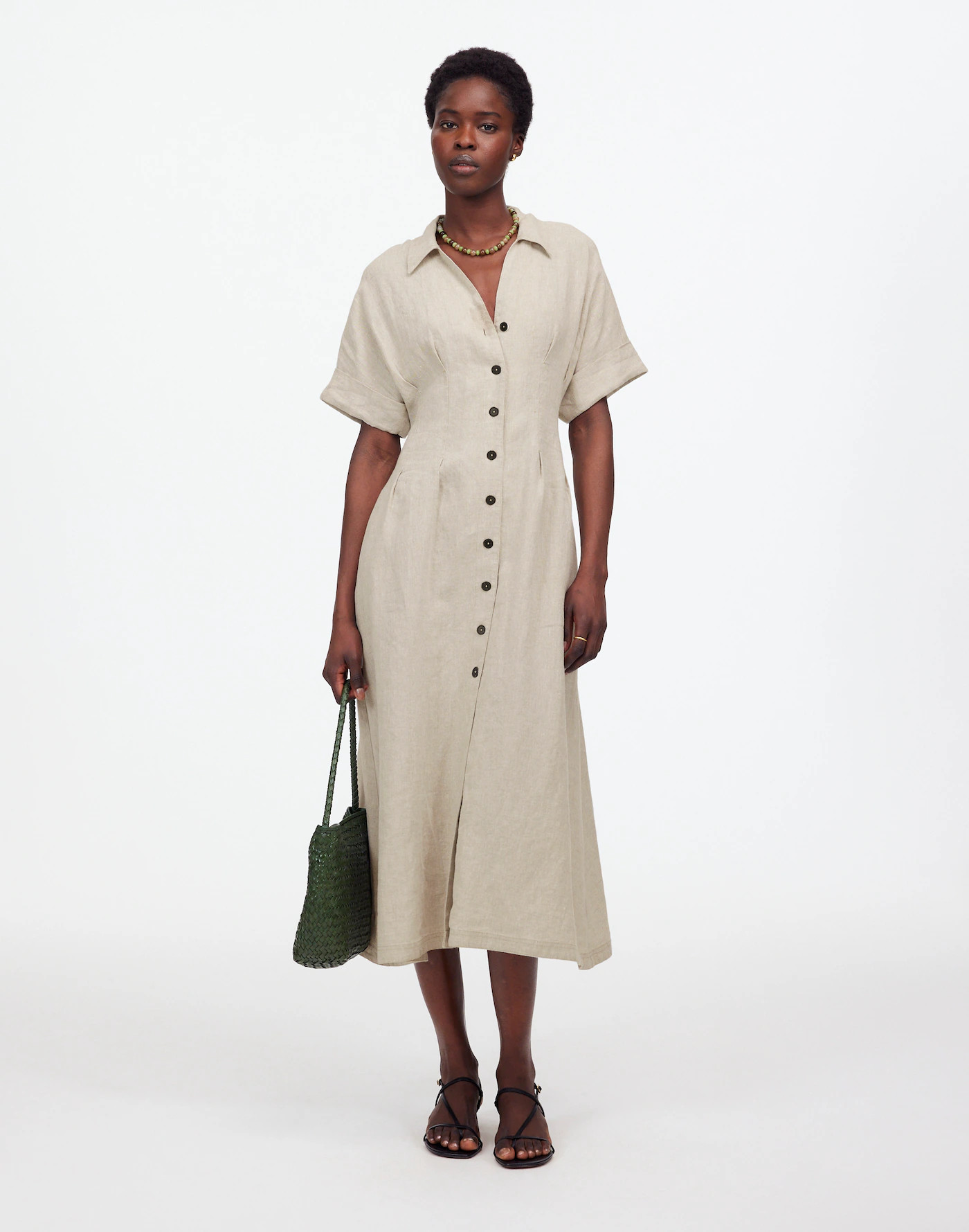 Pleated Midi Shirtdress in 100% Linen | Madewell | Madewell
