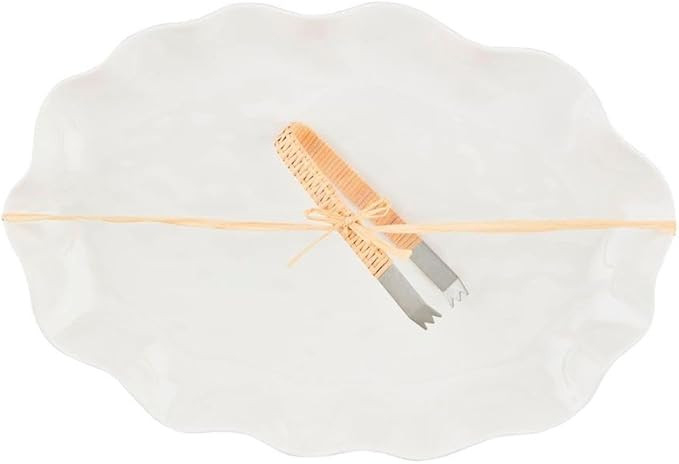 Mud Pie Ruffled Melamine Platter; platter 12" x 17" | tongs 5" | Amazon (US)