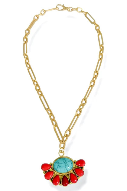 Virtue Here It Comes Gemstone Fanned Pendant Necklace | The Willow Tree
